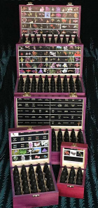 5 offene Holzkästen des LTOE Komplettsets mit 183 Orchideen-Essenzen